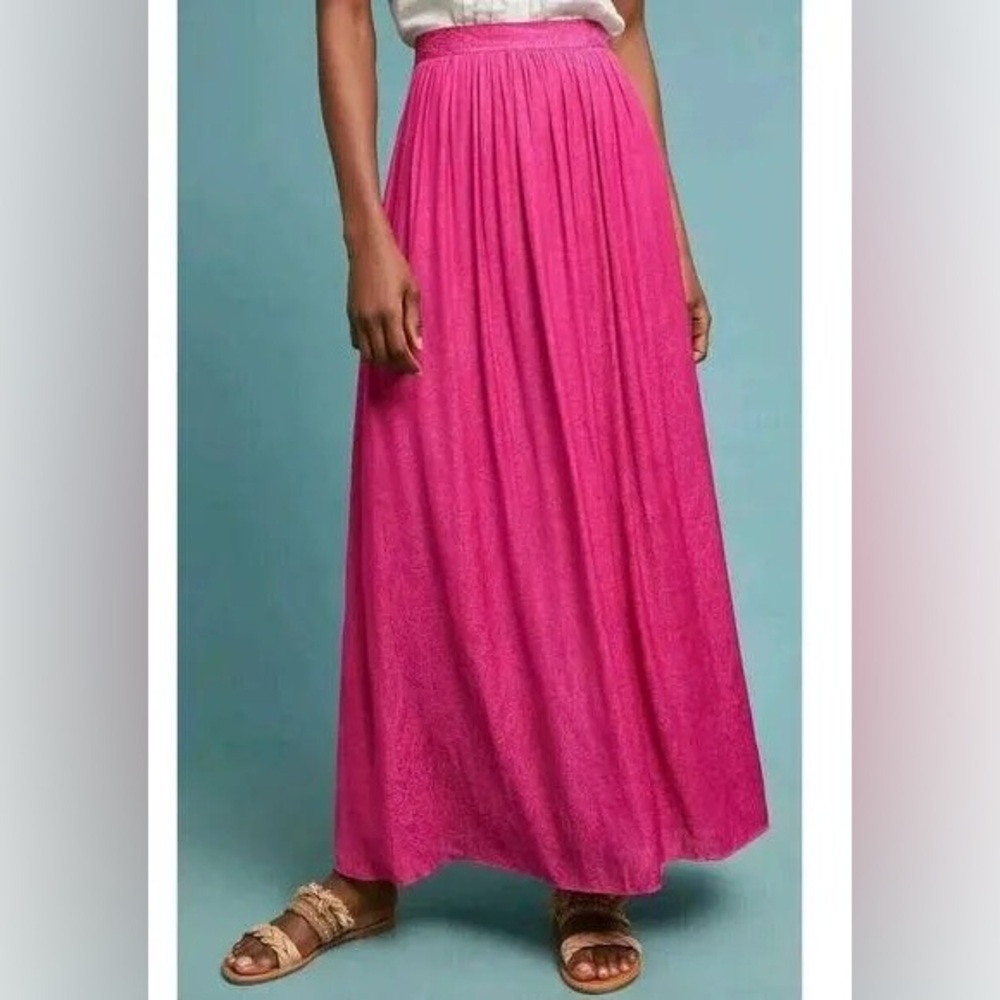 NWT Anthropologie Akemi + Kin Paros Maxi Skirt Raspberry Pink Paisley Boho